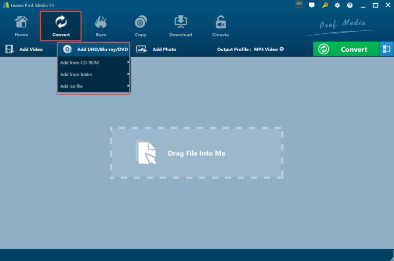 Load target disc in Leawo Blu-ray Ripper